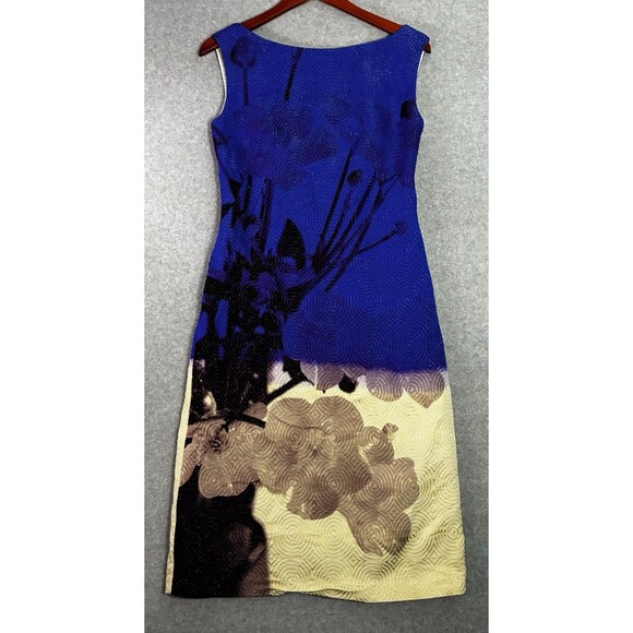 Dries Van Noten Women’s Dress Size 36 (4) Blue Beige Floral Abstract Textured - Picture 1 of 10
